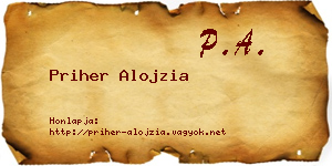 Priher Alojzia névjegykártya